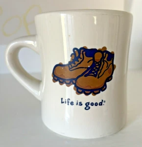 Life is good. Good Home Classic Diner Coffee Mug Hiking Boots Thick 12 oz - Picture 1 of 6