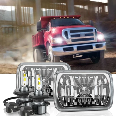 40W Pair 5x7 7x6 Square LED Headlights Hi-Lo DRL For Ford F650 F750 F250 L9000 - Image 1 of 4