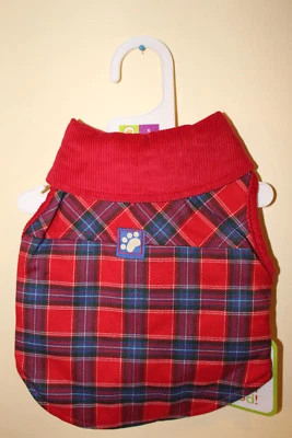 Moda Mascota Campus Camisa Chaqueta Roja a Cuadros Pequeña Nueva Foto 1 de 2