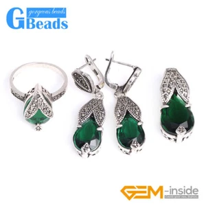 Juego de joyería Remaches de piedra de gota Estrás Ágata Cuentas Pendientes Anillo Colgante - Imagen 1 de 78