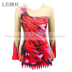 Women Girl Costume Rhythmic Gymnastics Leotards Competition Aerobics Red Teens - Picture 1 of 7