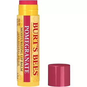 Burt's Bees 100% Natural Moisturizing Lip Balm, Pomegranate with Beeswax and - Picture 1 of 9