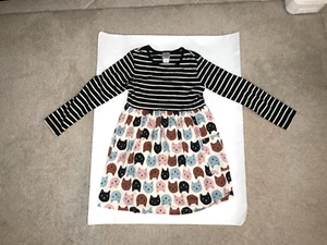 Hanna Andersson Girls Dress 100% Cotton Size 6-7 Cat Print - Picture 1 of 8