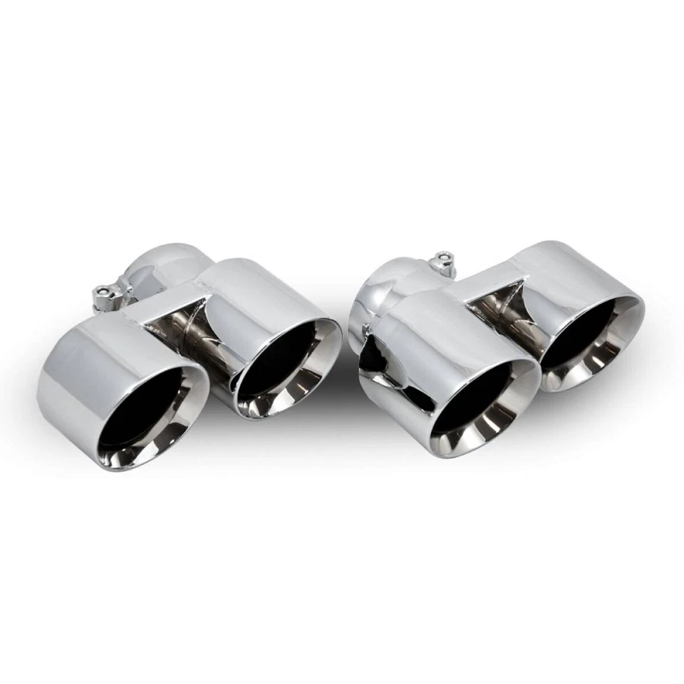 Porsche 911 997 Polished Round Quad Exhaust Tips FOR 997.1 TURBO 04-08 - Image 1 of 1