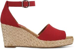 Style & Co. Womens Seleeney Faux Suede Open Toe Wedge Sandals Red 7 Medium (B,M)