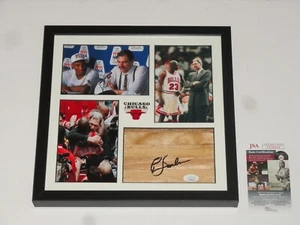 PHIL JACKSON SIGNED FRAMED 12X12 FLOORBOARD COLLAGE CHICAGO BULLS JSA COA - Picture 1 of 2