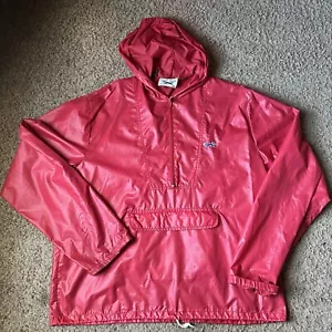 Vintage 1980s The Fox Pullover Red Windbreaker Nylon Sz Large JC Penney Hoodie - Picture 1 of 10