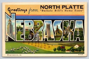 Postkartengrüße von North Platte, NE Buffalo Bills Heimatstadt, großer Brief - Bild 1 von 2