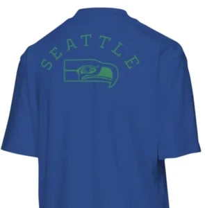Seattle Seahawks Junk Food Women's Half-Sleeve Mock Neck T-Shirt Blue Sz M - Picture 1 of 8