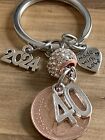 40th Birthday ?? Gift Polished 1984 Coin & Charm On Keyring In Gift Bag
