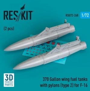 Reskit RSU72-0268 1:72 370 Gallonen Flügel Kraftstofftanks mit Pylonen (Typ 2) für F-16 - Bild 1 von 1