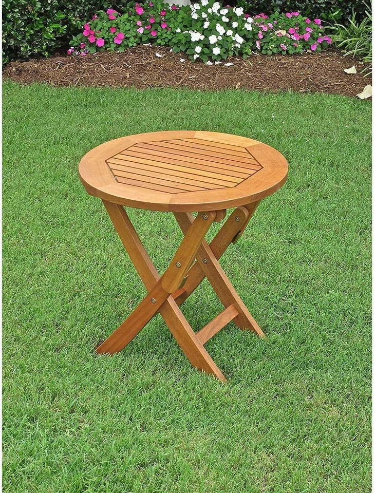 Mesa dobrável redonda de madeira International Caravan Royal Tahiti - Imagem 1 de 2