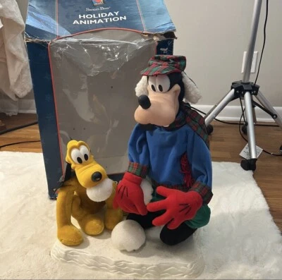 Vtg Santa's Best Goofy Pluto Snowball Fight Animated Motionette Christmas Decor - Image 1 of 4