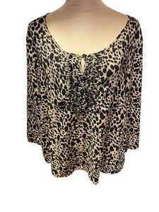 Top boho contadino Karen Brooks 3X stampa animalier taglie forti - Foto 1 di 5