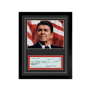 Ronald Reagan Signed Cancelled Check Framed Display - Picture 1 of 5