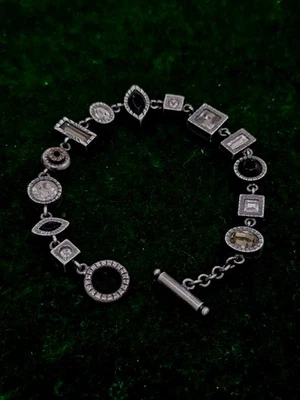 Vintage 90s Patricia Locke Bracelet Silver Plate Swarovski Crystals 7.5" - Image 1 of 4