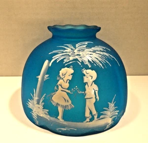 Vintage Westmoreland Mary Gregory blau Glas Fee Lampenschirm nur - Bild 1 von 5