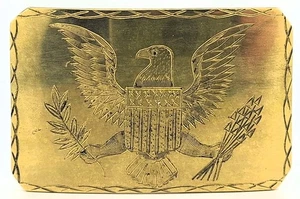 Vintage E Pluribus Unum American Eagle patriotisch goldfarbene Messing Gürtelschnalle - Bild 1 von 4