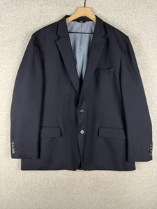 Haggar Blazer Mens 50R Navy Blue Tailored Fit In Motion Sport Coat Jacket Suit - Picture 1 of 10