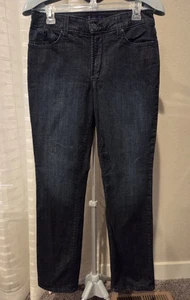 Pantalones de mezclilla para mujer NYDJ Not Your Daughters talla 8 Marilyn rectos lavado oscuro - Imagen 1 de 7