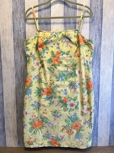 Vestido de Playa Ralph Lauren Amarillo Y2K Hawaiano Floral Algodón Costero Mini 16/XL - Imagen 1 de 10