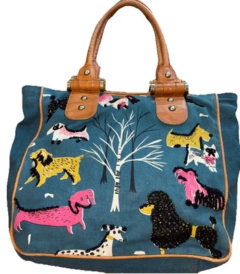 Bolso de Hombro 29b Anthropologie Vintage Perro Raro Caniche Spaniel Foto 1 de 4