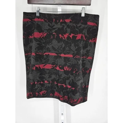 Falda lápiz Grace Elements para mujer talla L hasta la rodilla negra roja estampado floral Foto 1 de 3