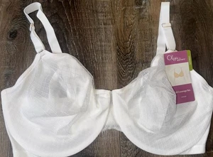 Olga ~ Women's Bra Full Coverage Underwire Unlined White By Warner's ~ 38D - Picture 1 of 4