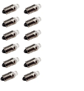 Pack of 12 E10 Miniature Screw Base Light Bulbs 1.5V / 0.3A Flashlight Style - Picture 1 of 5