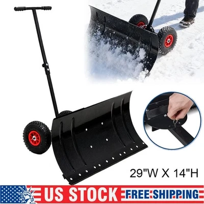 30“W X 15" H Snow Shovel with Wheels, Heavy Duty Snow Pusher for Driveway & Ice - Image 1 of 4