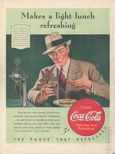 1940 Coca Cola Coke Soda Drink Make A Light Lunch Refreshing Vintage Print Ad - Picture 1 of 2