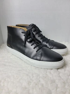 Common Projects Achilles Men's Sneaker Size 13 Mid Court High Top Black Leather - Picture 1 of 9