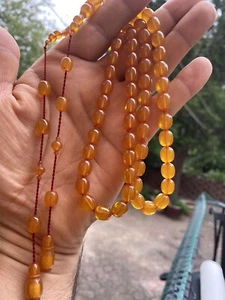 Feuer Bernstein Misbaha Rosenkranz Tasbih Faturan Islamische Gebetsperle Zar Kehribar - Bild 1 von 7