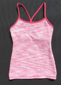 LULULEMON Pink & White Space Dye Luon® Power Y Yoga Sport Bra Tank Top size S 4 - Picture 1 of 4