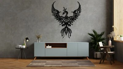 Decoración de pared de pájaro fénix grande, hogar, arte geométrico, línea, costumbre, cocina, colgante Foto 1 de 4