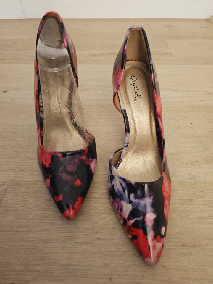 Women Fashion Stilettos Pointy Toe Evening Party Dress flower Print Pumps Sz10 - Image 1 of 4