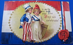 POSTALES VINTAGE - ESTADOS UNIDOS 1908 - 4 DE JULIO USADAS - Imagen 1 de 2