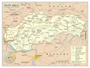 Slowakei Politische Verwaltung Provinz Straße Eisenbahn Stadt Landplan Poster - Bild 1 von 1