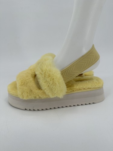 KOOLABURRA BY UGG YA BABY sandalo in pelliccia plateau scarpa da donna taglia 9 giallo NUOVO