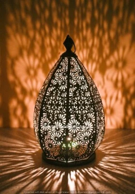 Abajur de cabeceira marroquino para suporte de vela, abajur de cabeceira de piso de metal - Imagem 1 de 4