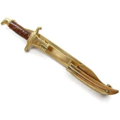 Traje Corbata Anson Espada Barra Cuero Mango Tono Dorado De Colección Foto 1 de 4