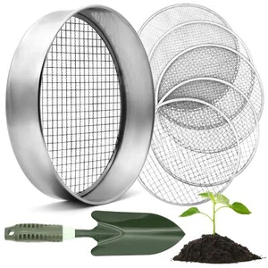 Gartensieb rund 30 cm mit 5 austauschbaren Siebeinsätzen - inkl. Gartenschaufel - Bild 1 von 6