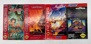 Lot Of 4 (Sega Genesis) Manuals - Disney Jungle Book Lion King Aladdin Beauty & - Picture 1 of 2