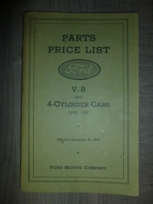 1928 - 1932 Ford Parts Price List V-8 and 4 Cylinder Cars REPRINT - Image 1 of 4