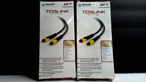 Lot Of 2 Toslink Fiber Optic 6 Ft Cables Gold Plated Connector F20 - Picture 1 of 2