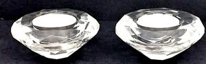 Milano Collection Two Fine Handmade Crystal Tea Light Candle Holders Set Decor - Picture 1 of 12