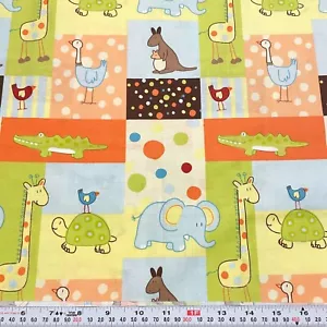 Animals Polka Dots Patchwork Jo-ANN Cotton Fabric Remnant 13" x 42" - Picture 1 of 2