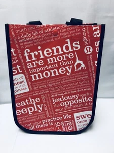 Bolso de Mano Lululemon Reutilizable para Regalo de Compras Amigos Más Importante Rojo Negro 12" - Imagen 1 de 6