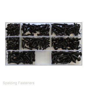 Black Zinc Raised Countersunk Pozi Self Tapping Screws - No.6 No.8 No.10 - Picture 1 of 14