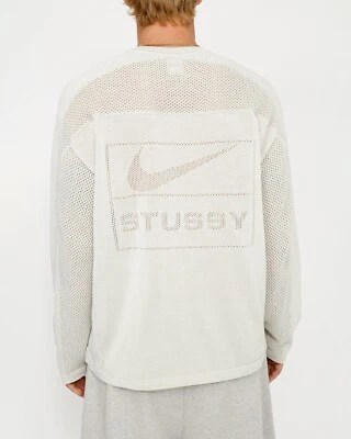 Camiseta manga larga STÜSSY & NIKE hueso claro para hombre talla grande lanzamiento Stussy 2024 Foto 1 de 4